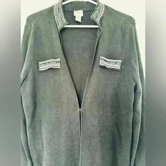 Chicos Embellished Heidi Cardigan Black - Large (2) Military chic - Picture 5 of 6